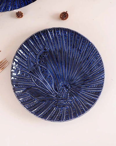 Set of 2 blue sapphire textured dinner plates