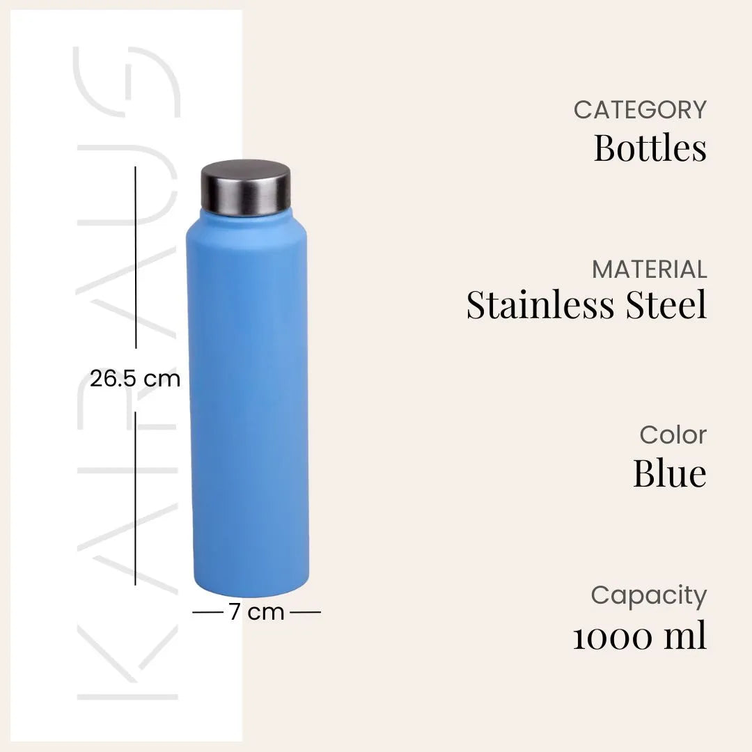 Stylish Blue Stainless Steel Water Bottle with a smooth finish