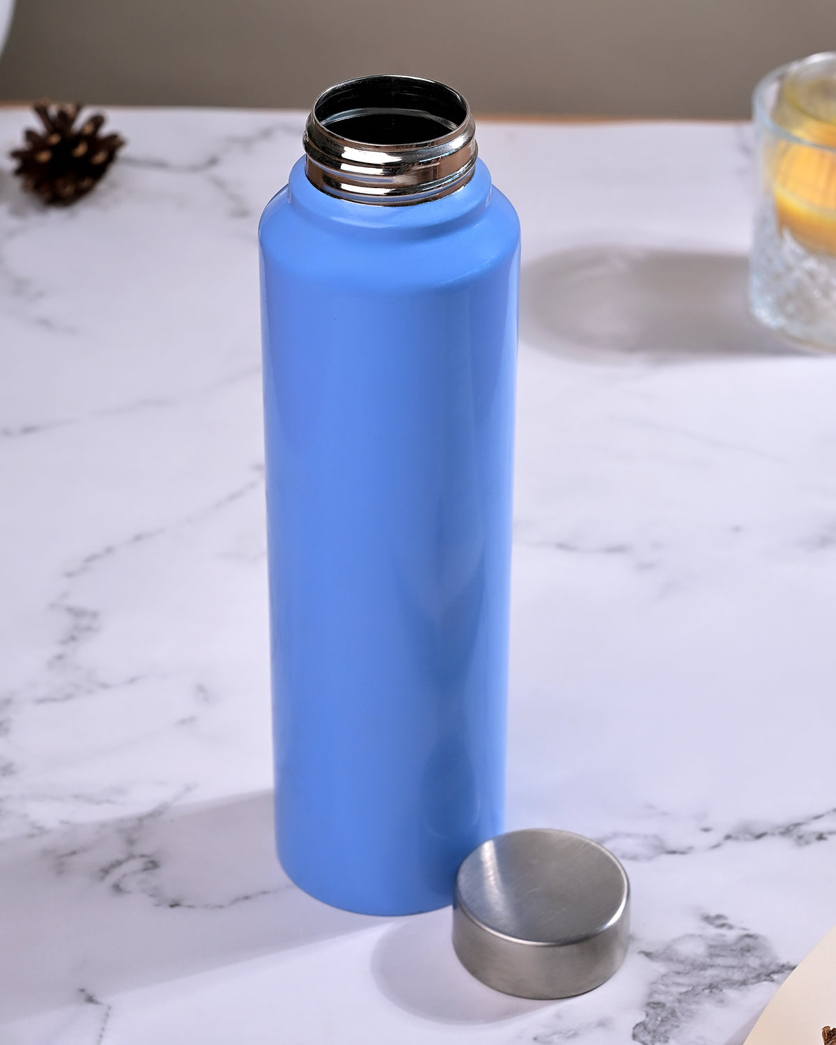 Blue Stainless Steel Water Bottle featuring an elegant blue color