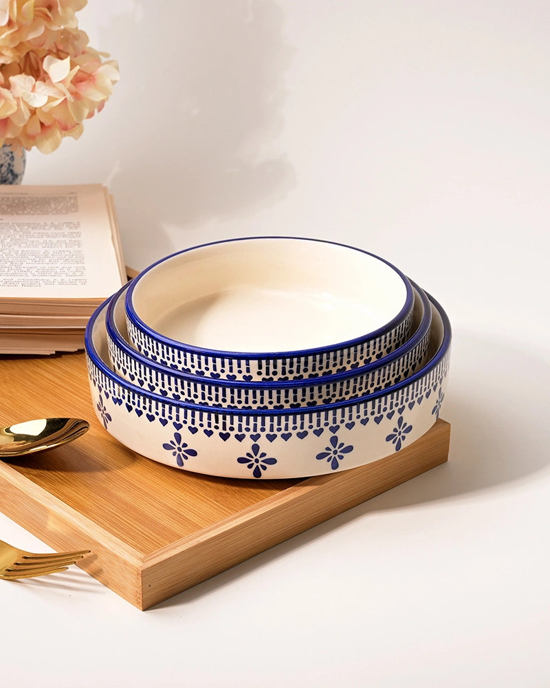 Blue and white ceramic bowl set of 3