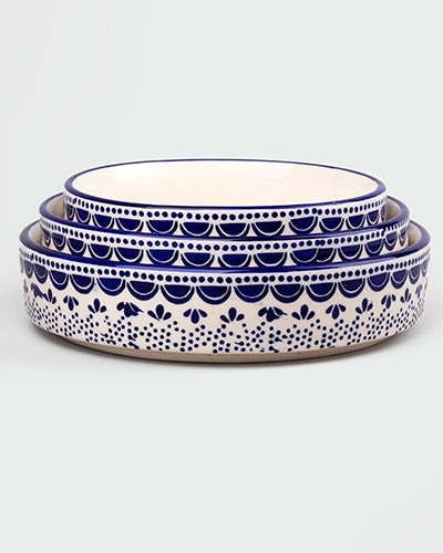 Blue and white artisan bowls for dining
