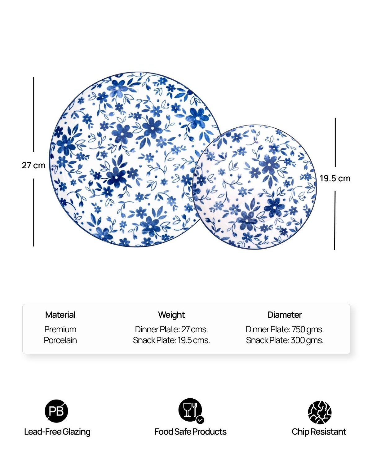 Stylish porcelain dinner and quarter plate collection