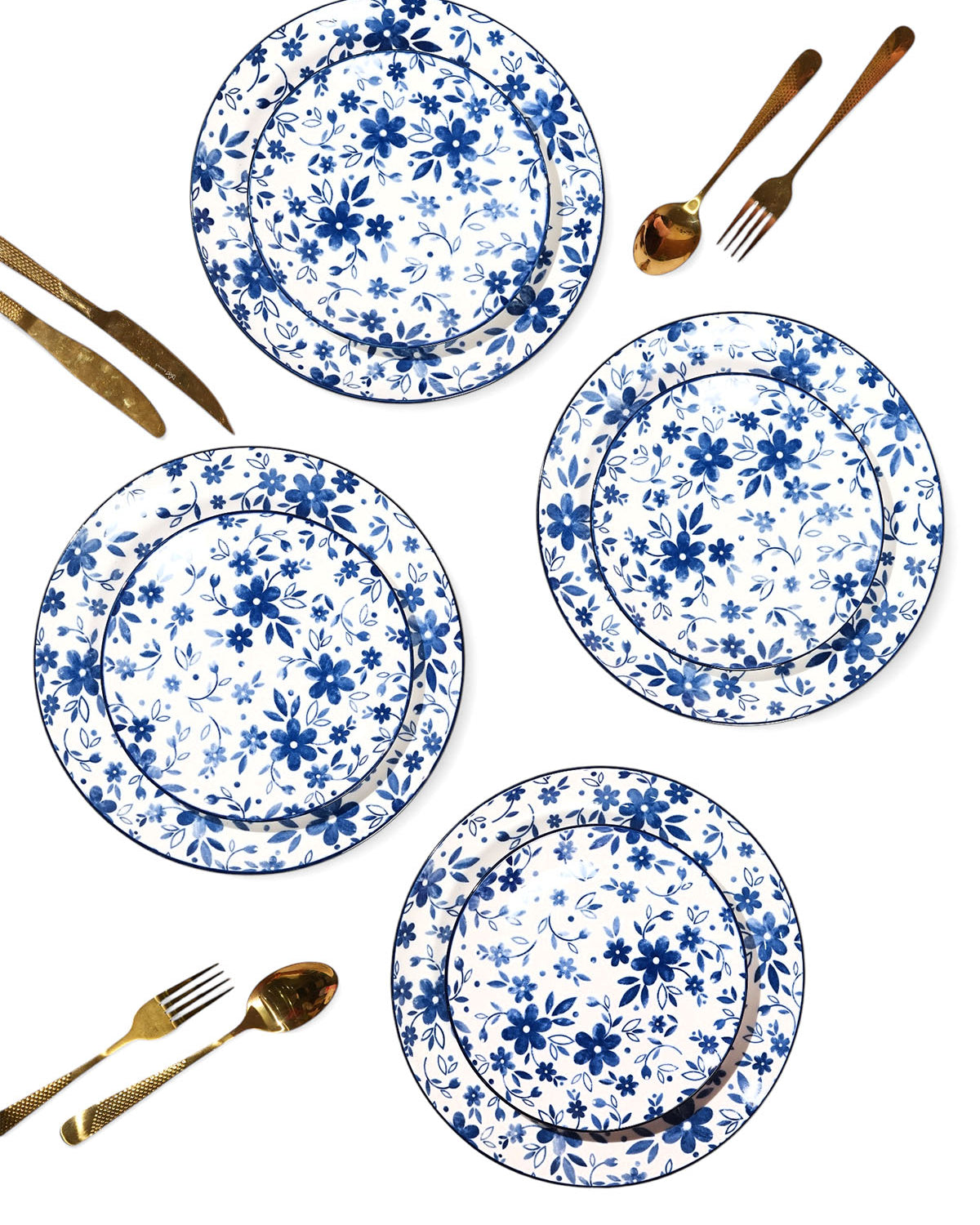 Bluebell porcelain dinner and quarter plate set of 4