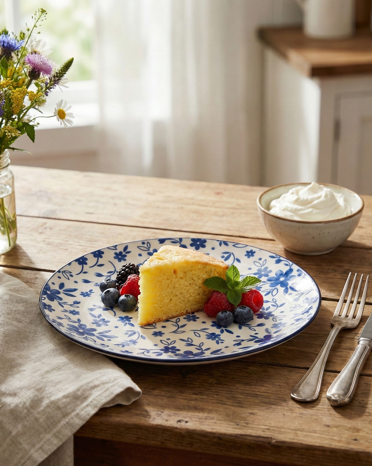 Elegant Bluebell porcelain side plate pair