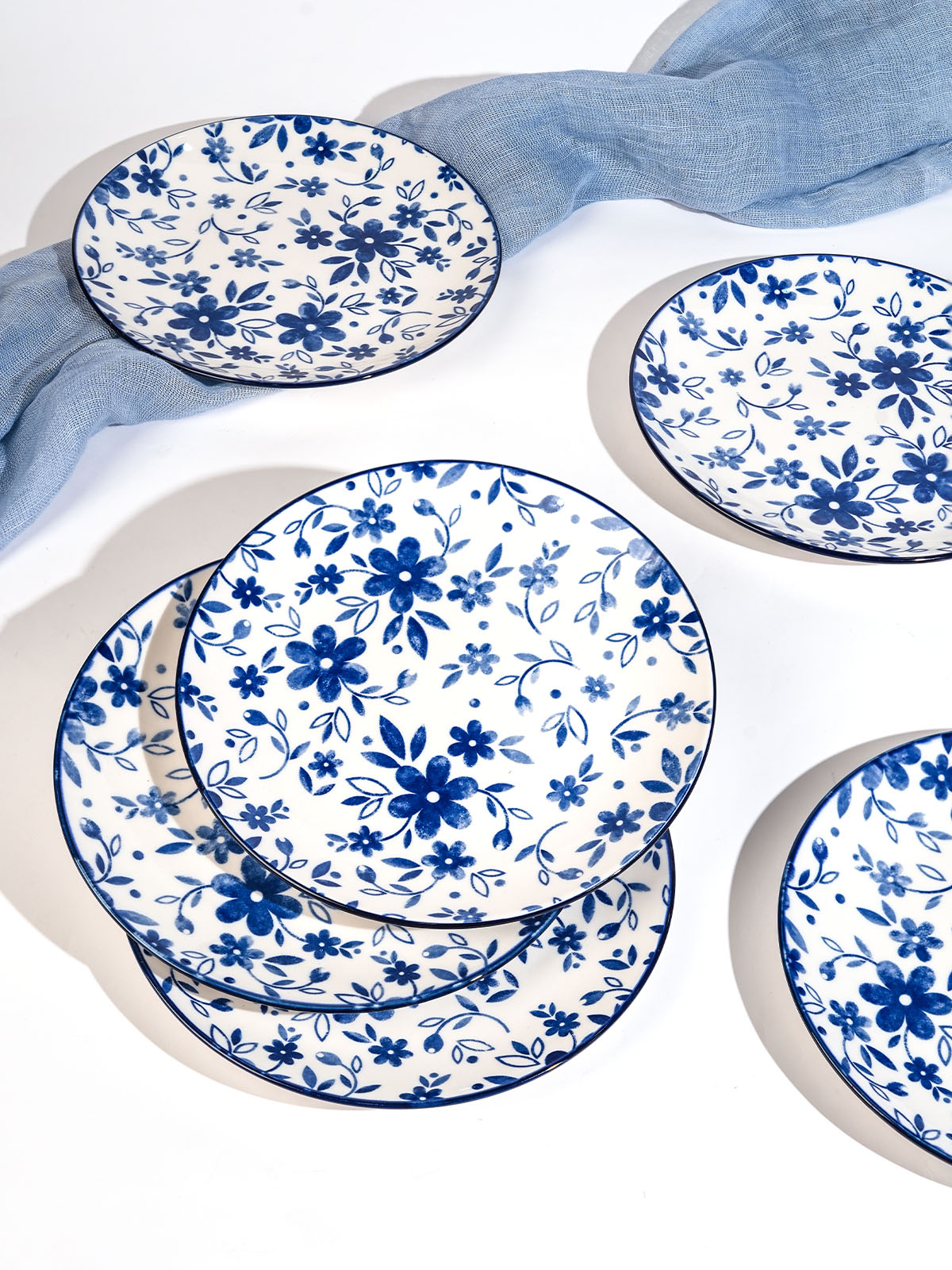 Bluebell porcelain quarter plates set of 6 in 7.8-inch size