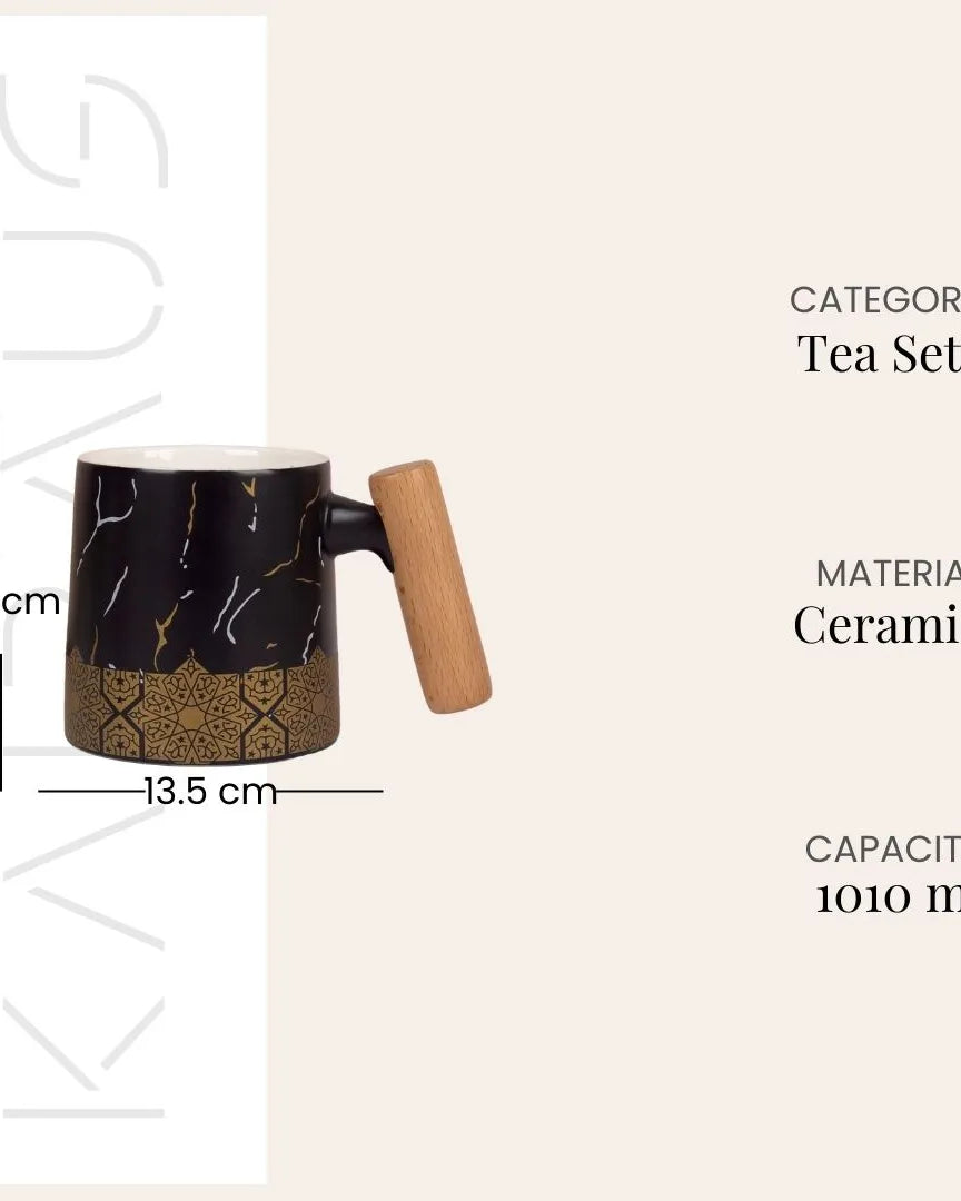 Black Tea Set with Bronze Details for Elegant Tea Serving