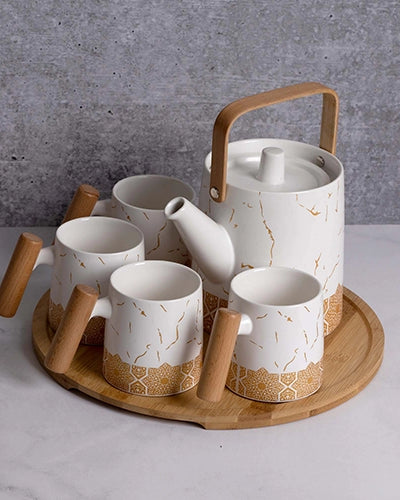 Bronze Decor White Tea Set – Full Product View