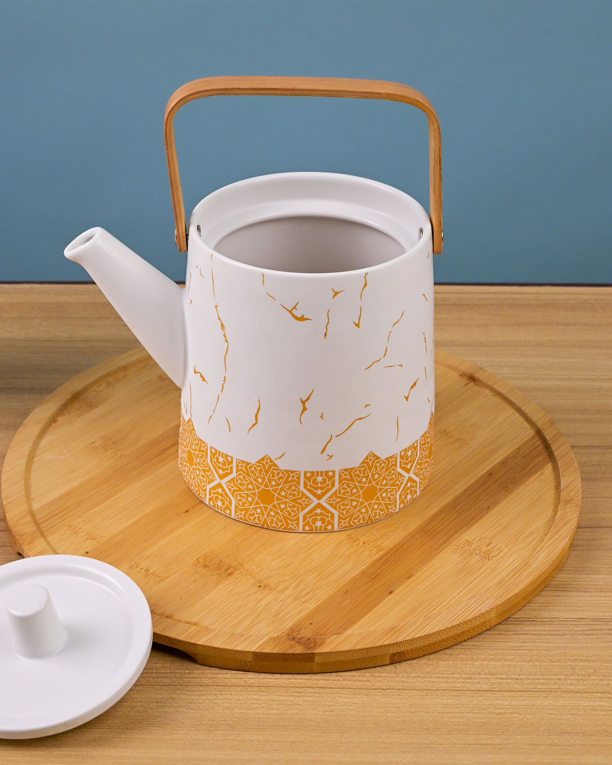 Premium White Tea Set with Elegant Bronze Detailing