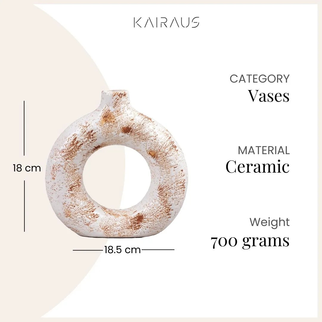 Minimalist brown donut-shaped vase with unique design
