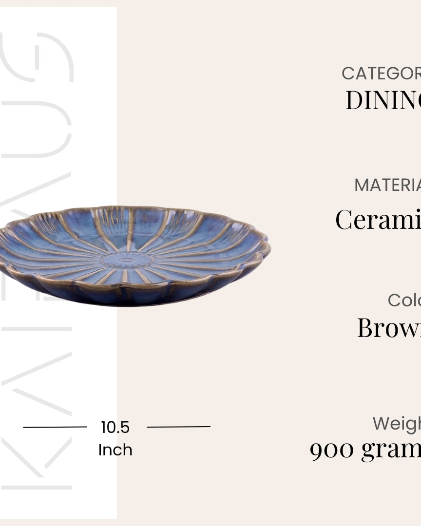 Brown floral shaped ceramic plates for dining
