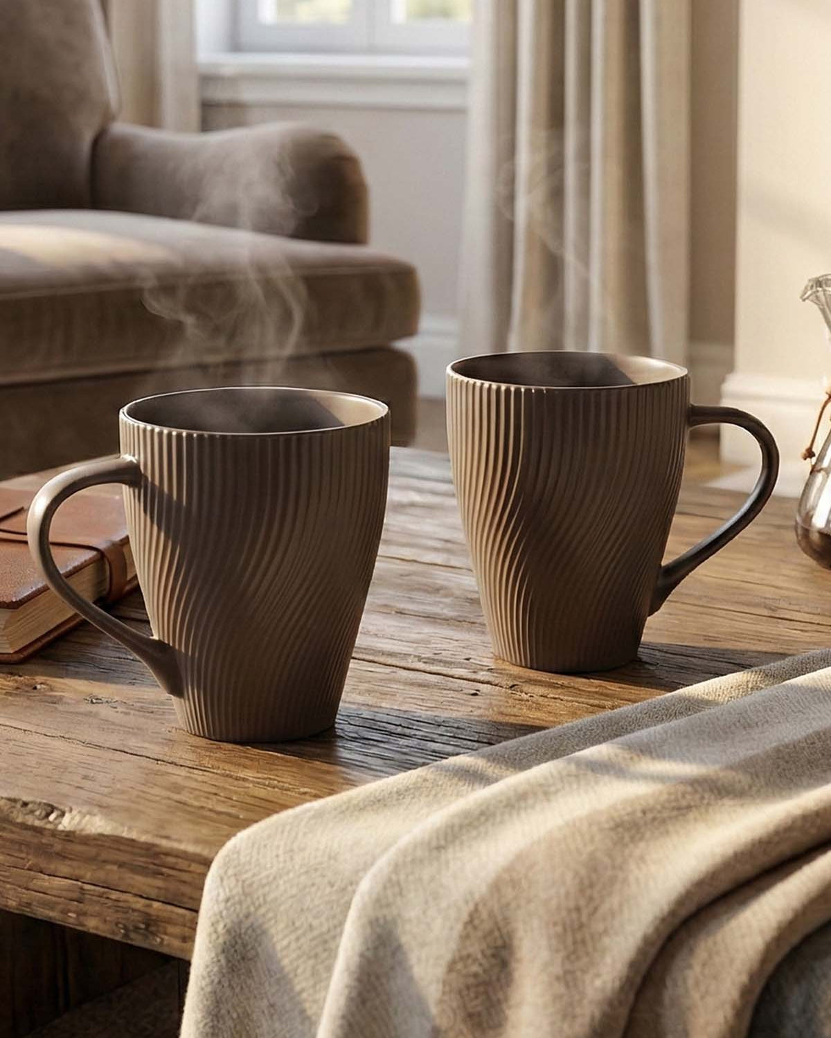 Cedar Unique New Bone China coffee mug set of 2
