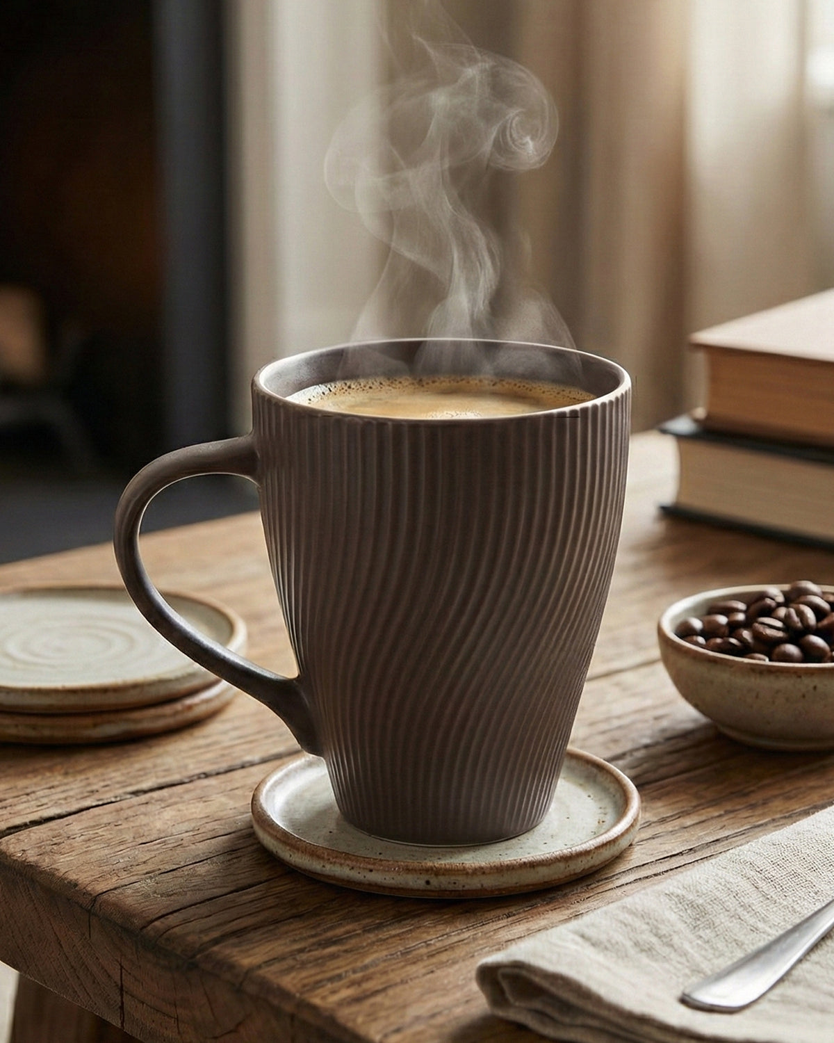 Elegant Cedar bone china coffee mug set