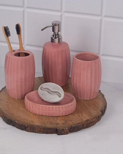 Ceramic striped glossy bathroom set with elegant design