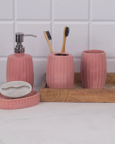 Stylish striped ceramic vanity set for bathroom decor