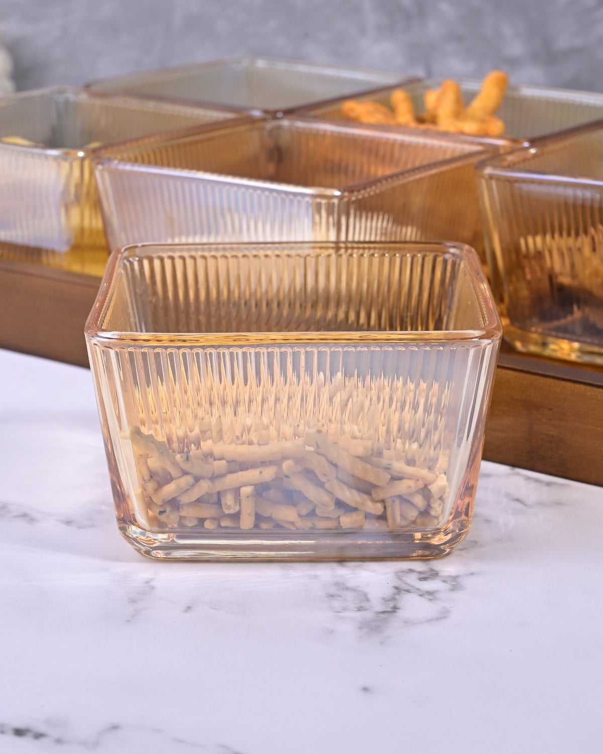 Premium brown glass bowl and tray for dining