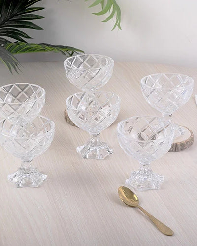 Modern glass dessert bowls for dining