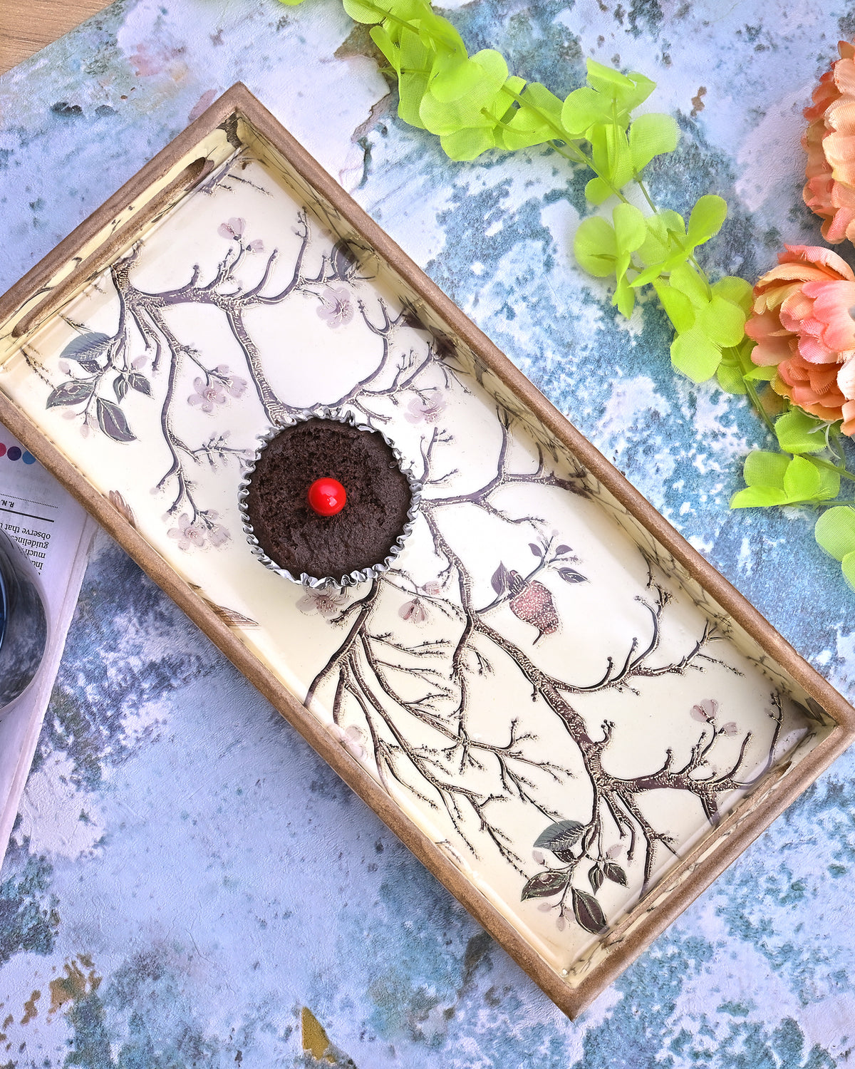 Nature-themed Chinoiserie serving trays for home decor