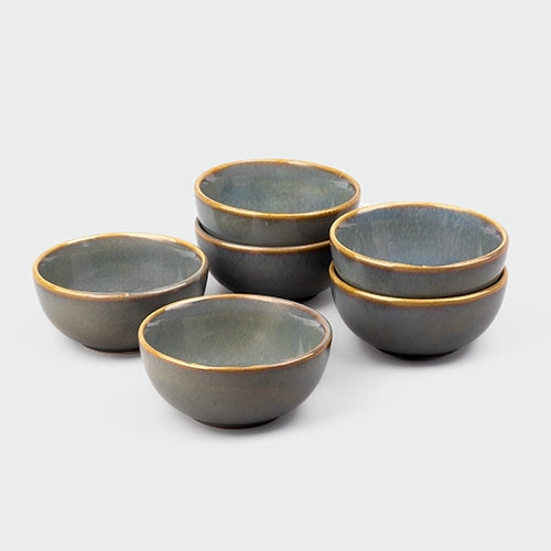 Elegant steel grey ceramic serving bowl set