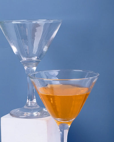 Set of six elegant classic cocktail glasses