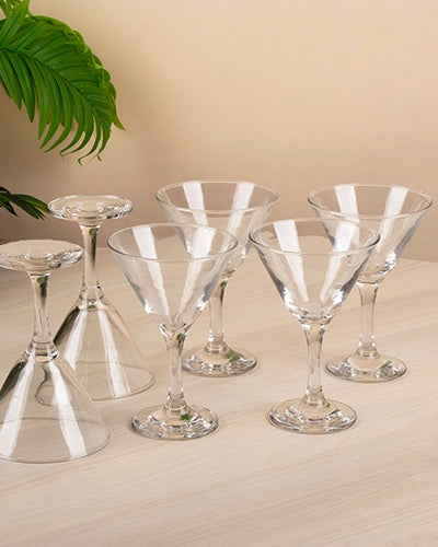 Classic cocktail glasses displayed together