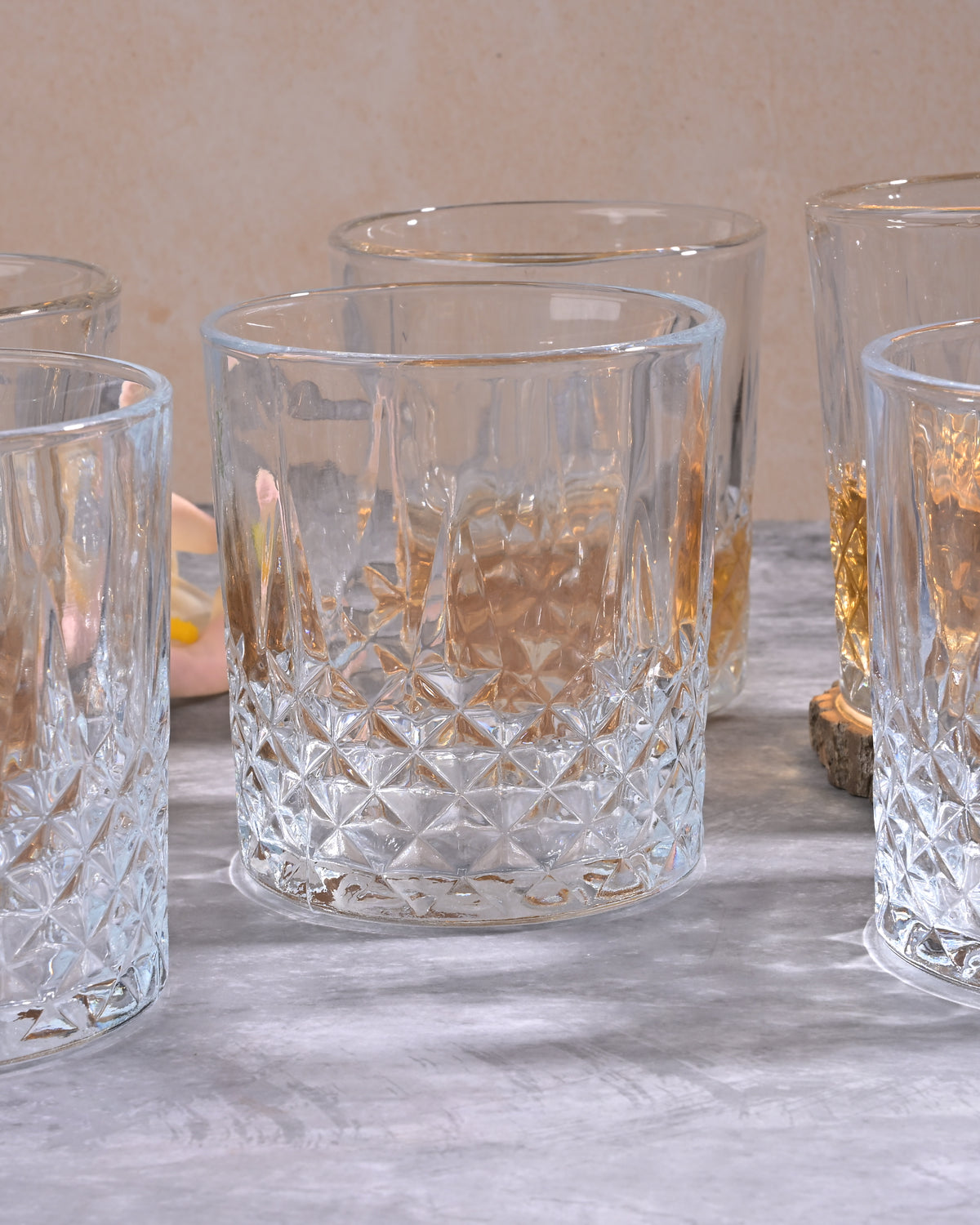 Set of 6 classic whiskey glasses for serving spirits