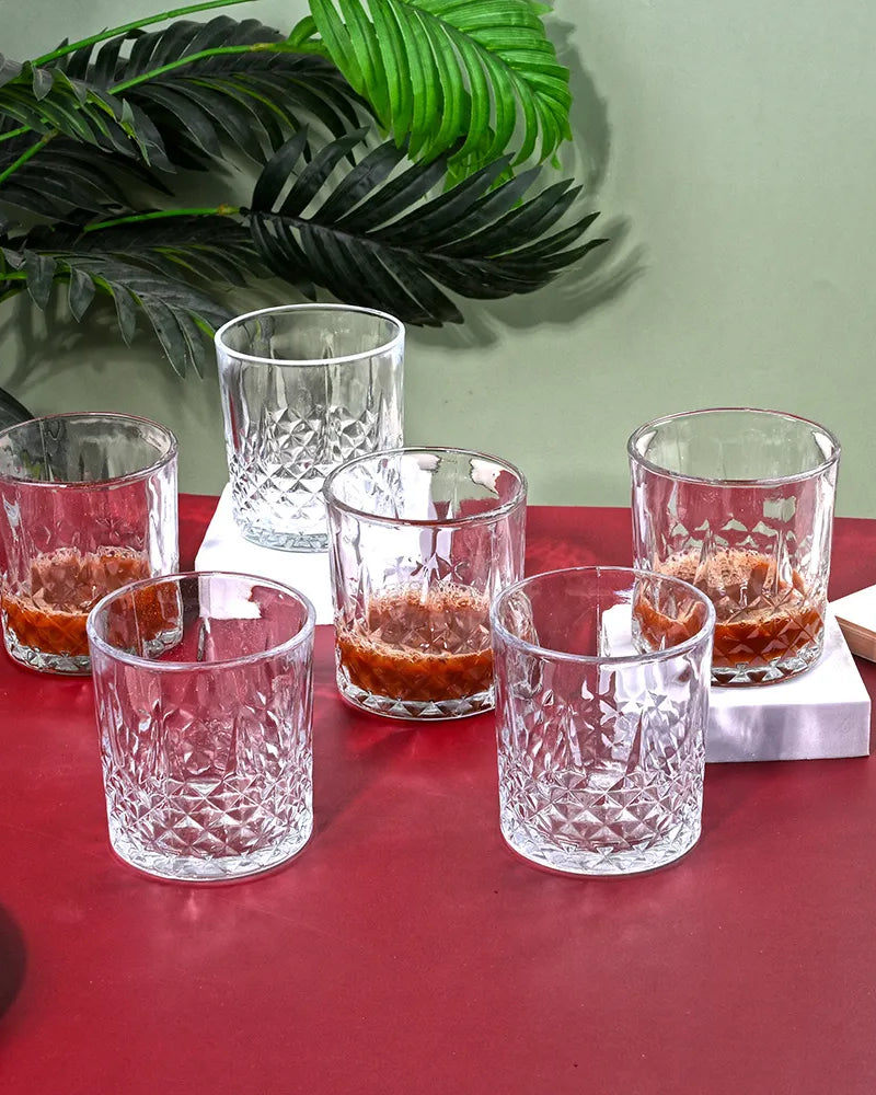 Clear whiskey glasses set of six with timeless design