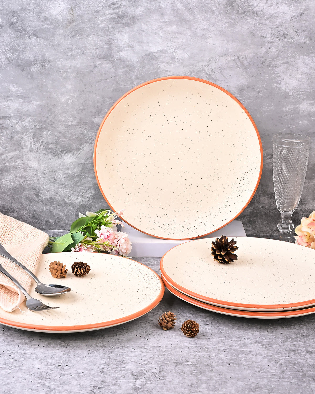 Classic white ceramic dinner plates set of 4