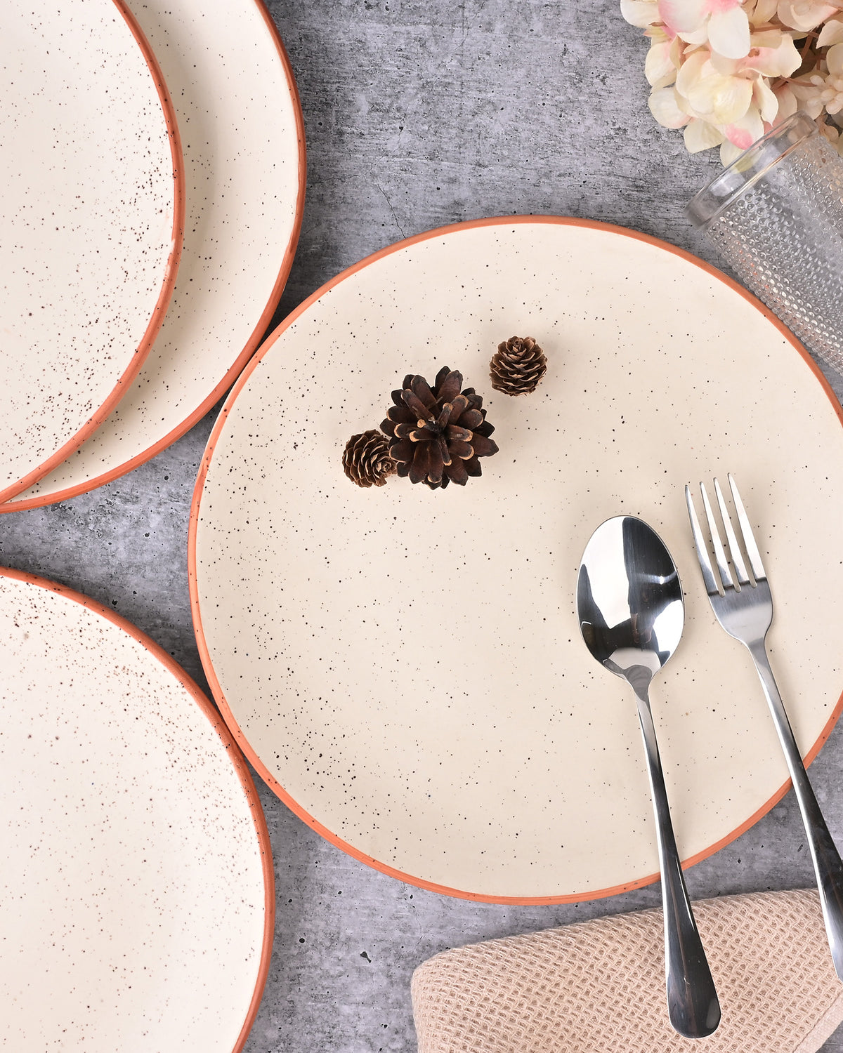 Set of 4 classic white ceramic dinner plates