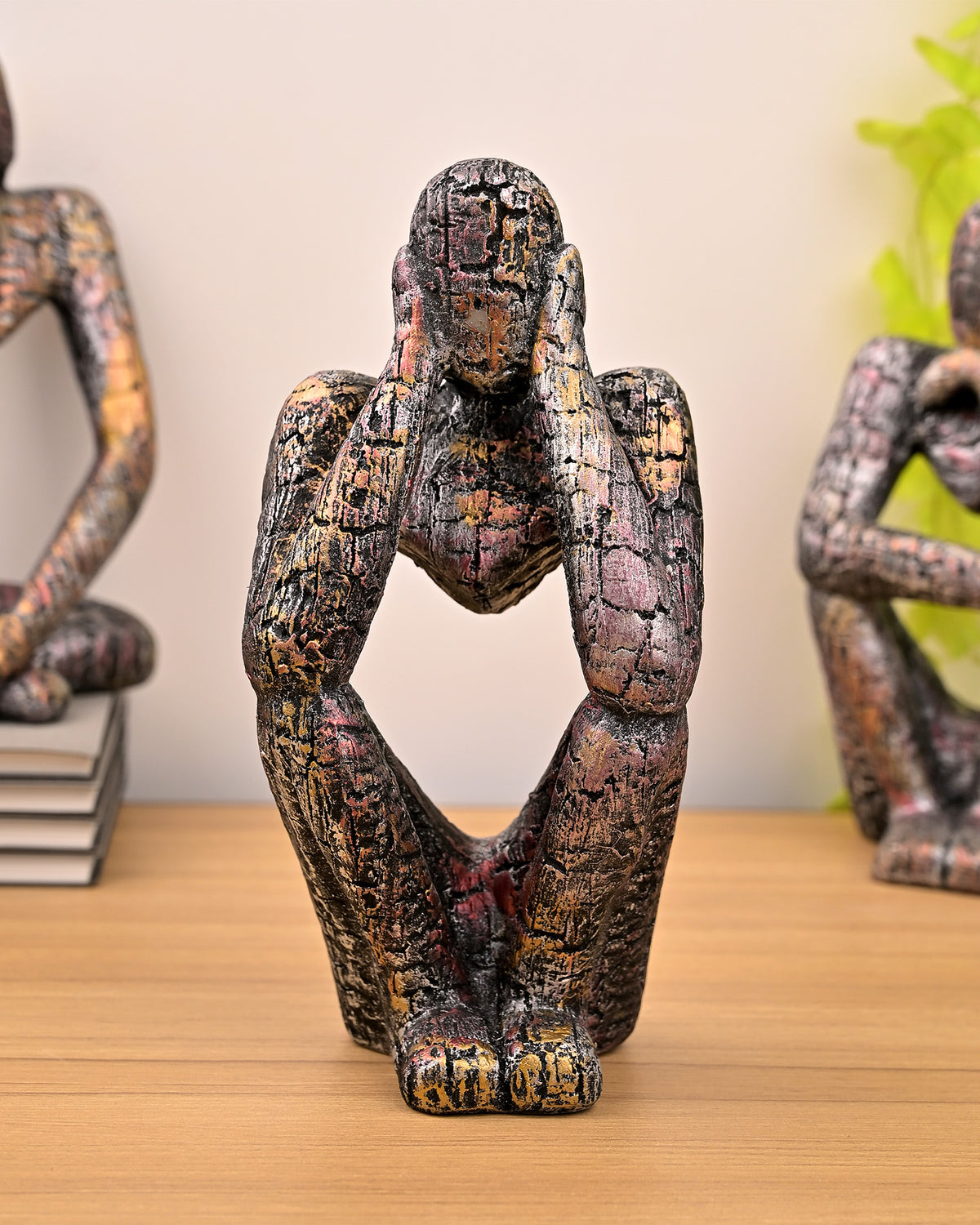 Copper Thinking Trios decorative sculpture set for home decor