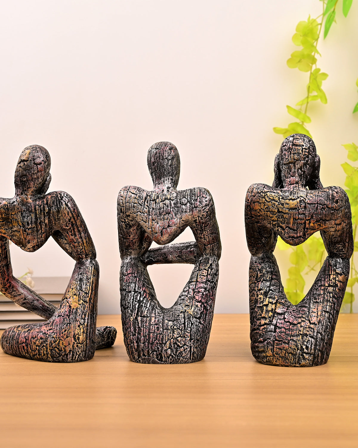 Decorative copper sculpture trio for living room and office decor