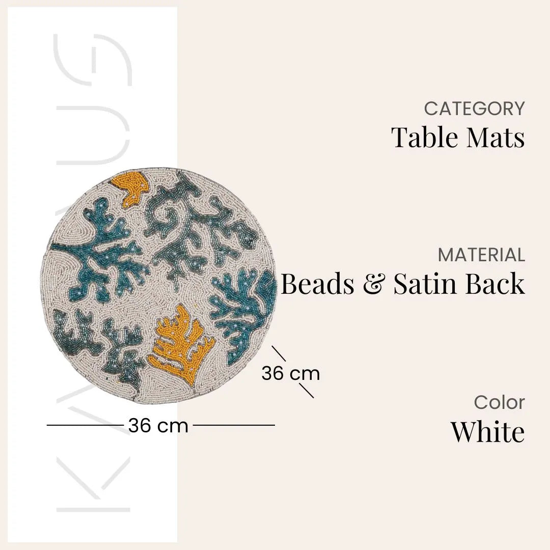 Decorative coral-inspired beaded table mat