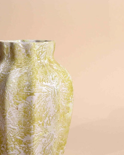 Stylish scalloped vase in a soft cream finish