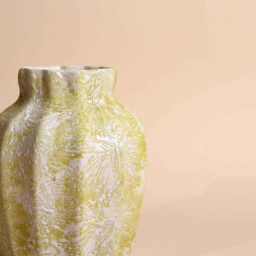 Stylish scalloped vase in a soft cream finish