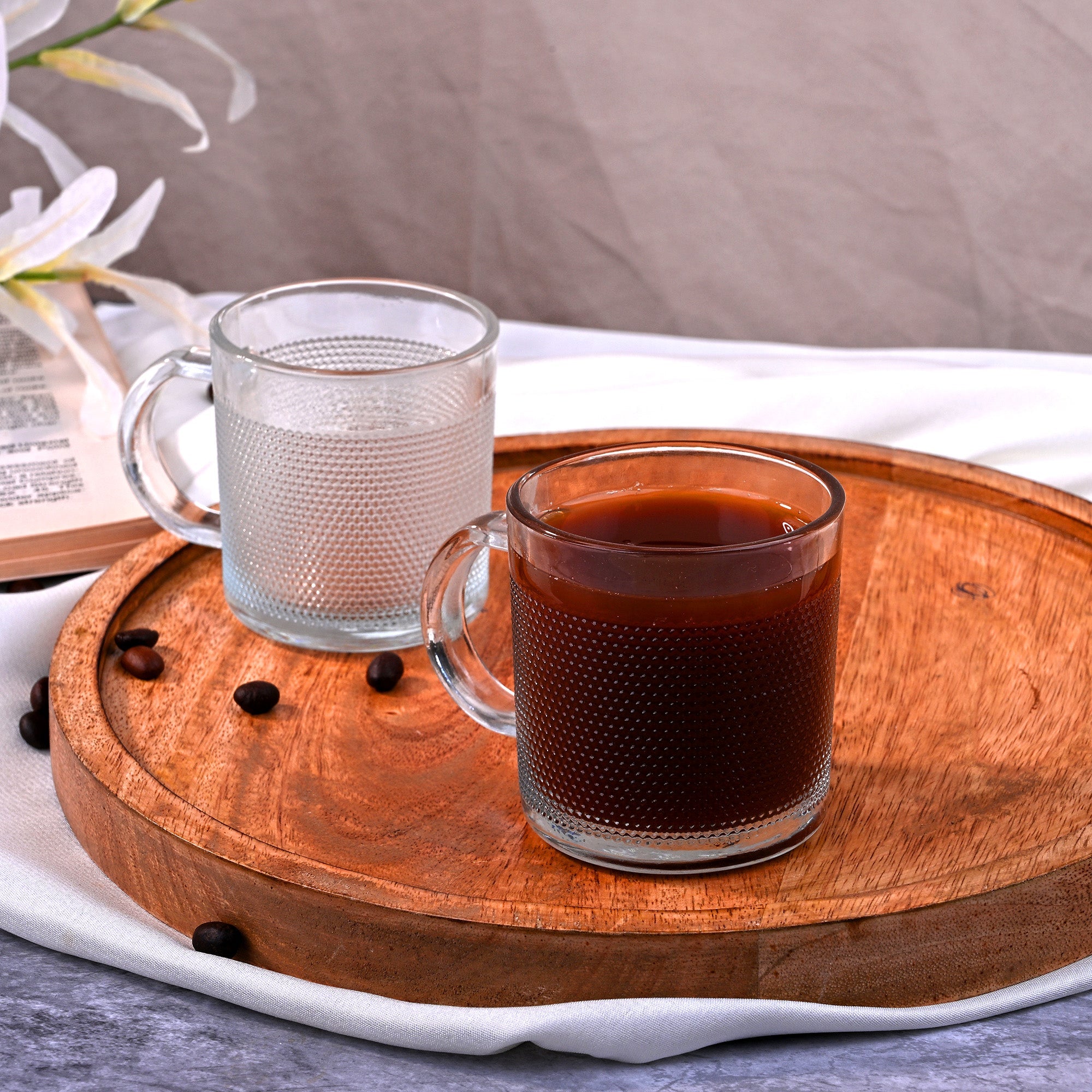 Textured Glass Tea Cup Set of 2