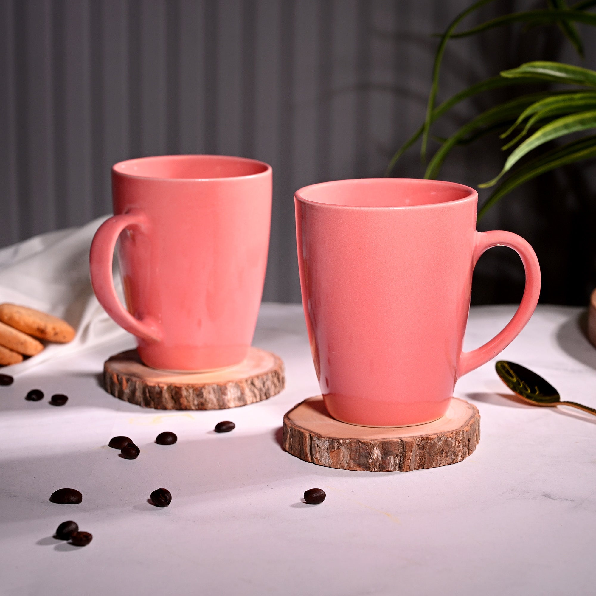 Blissful Blush Pink Ceramic Coffee Mug Set of 2