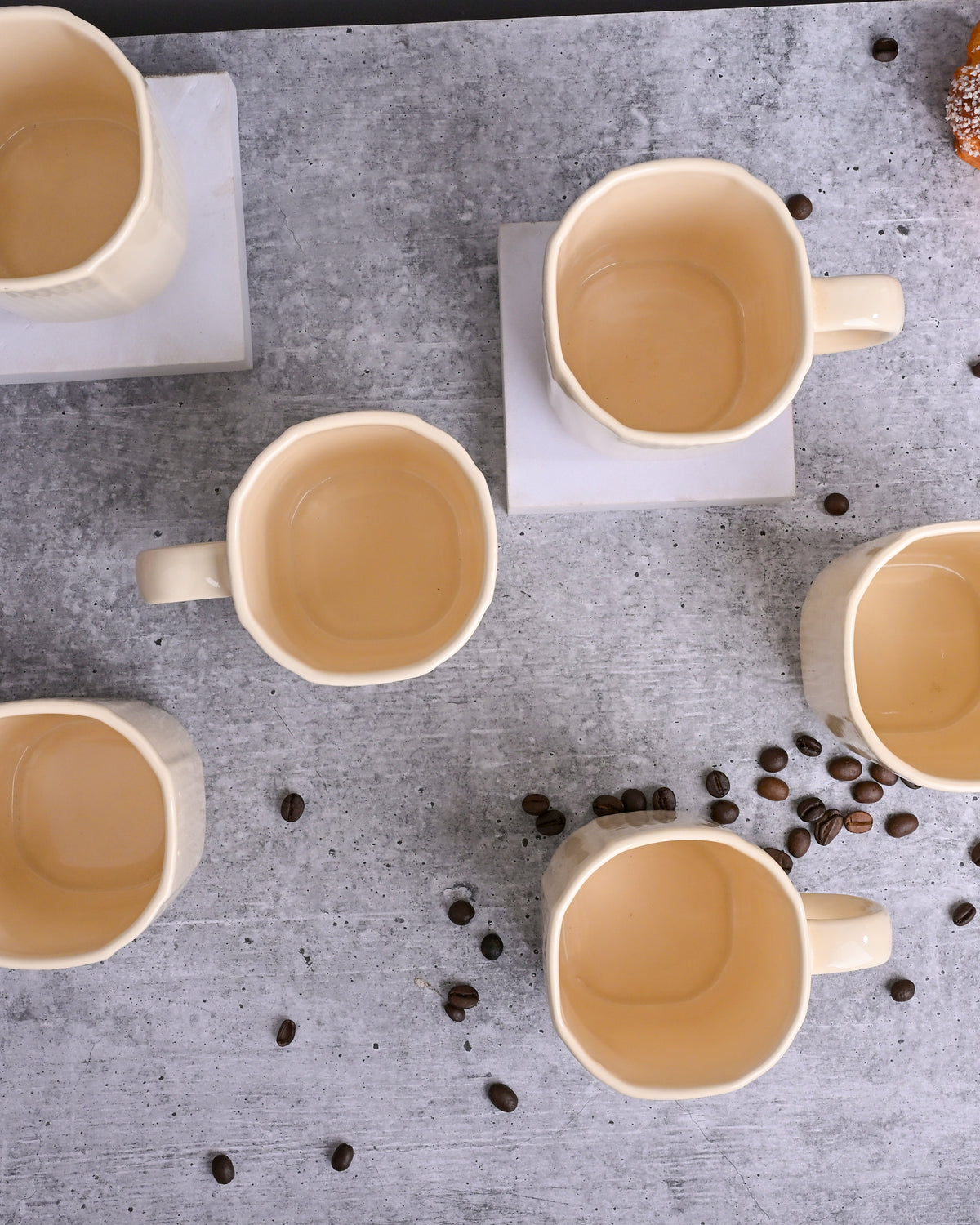 Beige Statement Ceramic Coffee Mug Set of 6