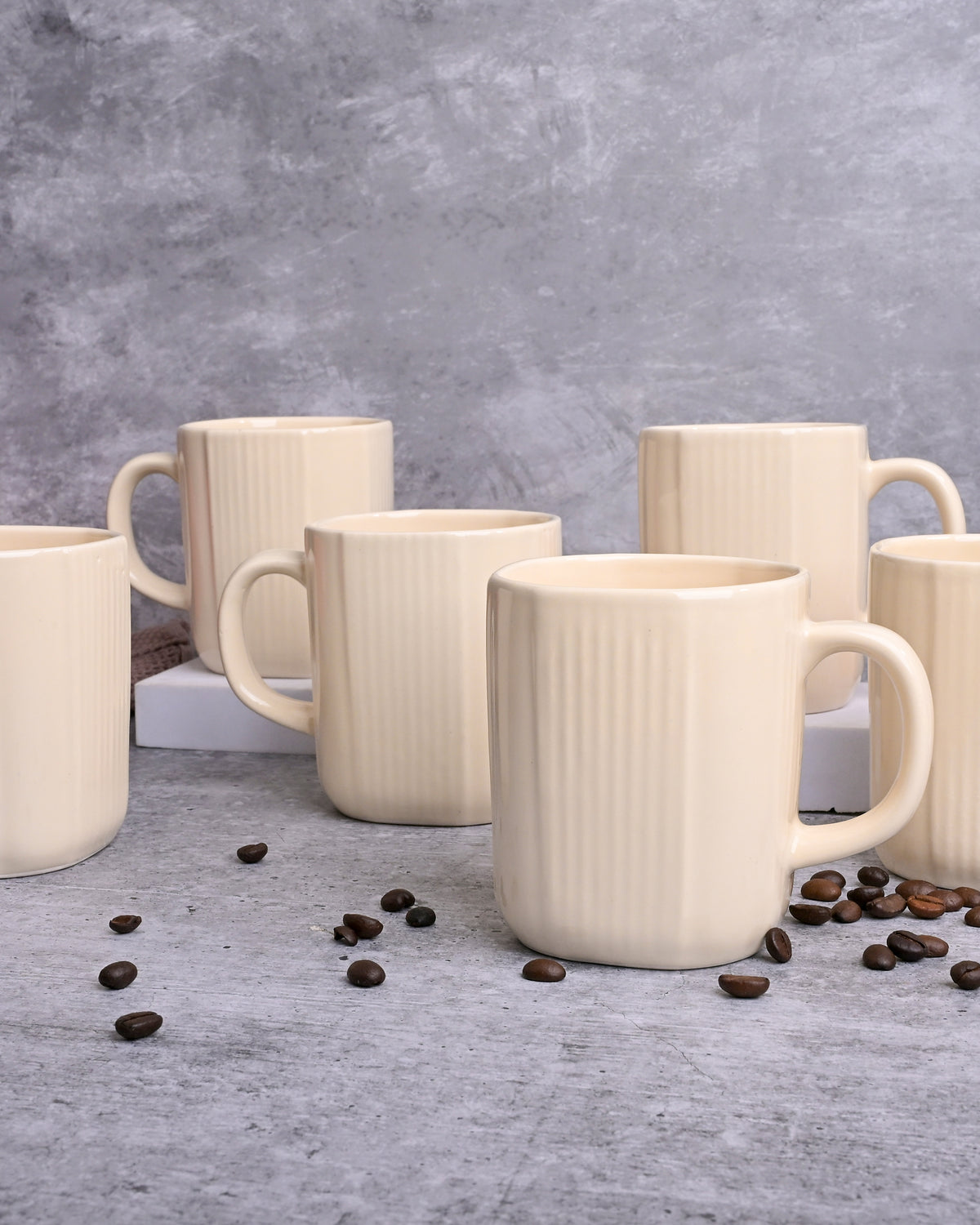Beige Statement Ceramic Coffee Mug Set of 6