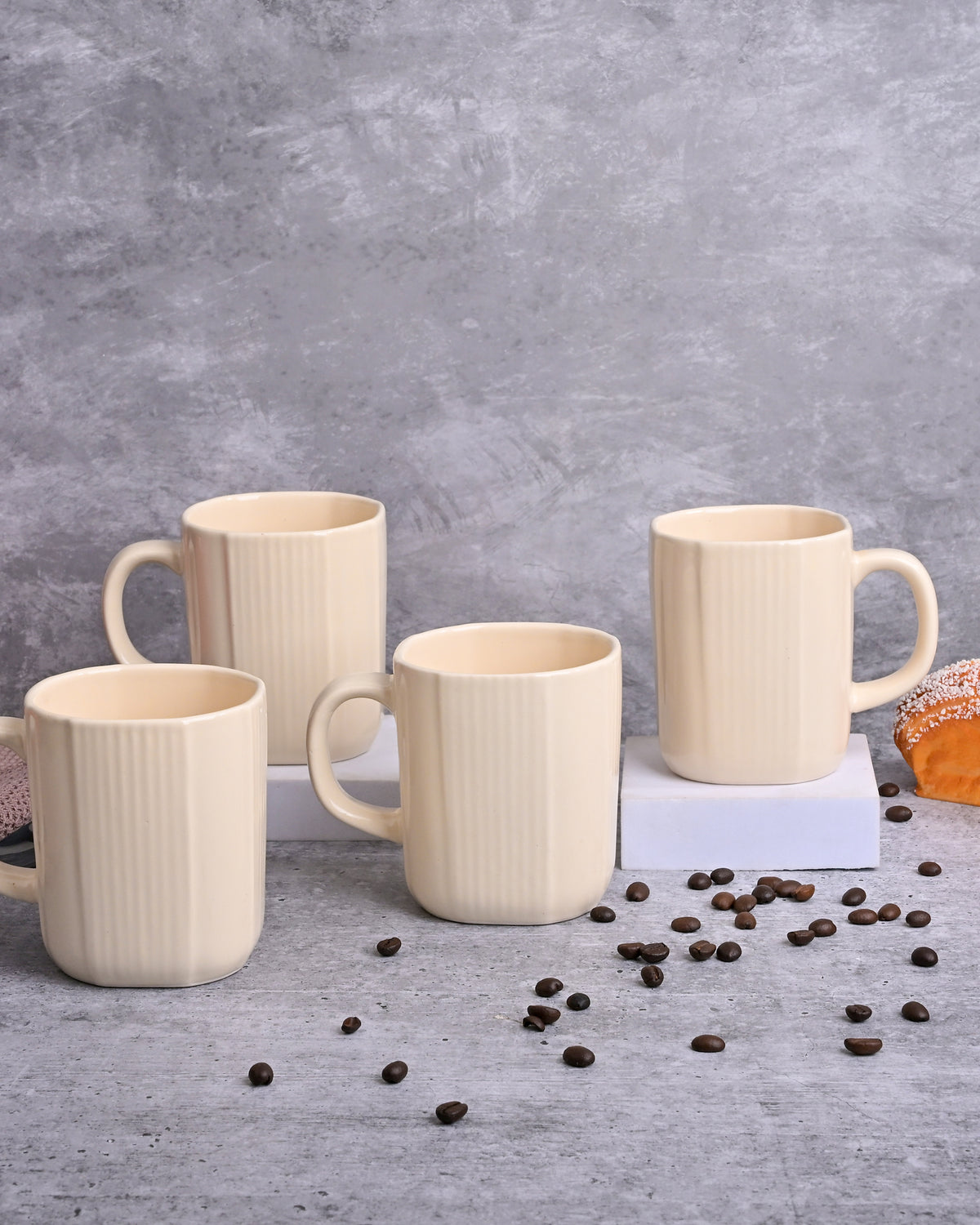 Beige Statement Ceramic Coffee Mug Set of 4