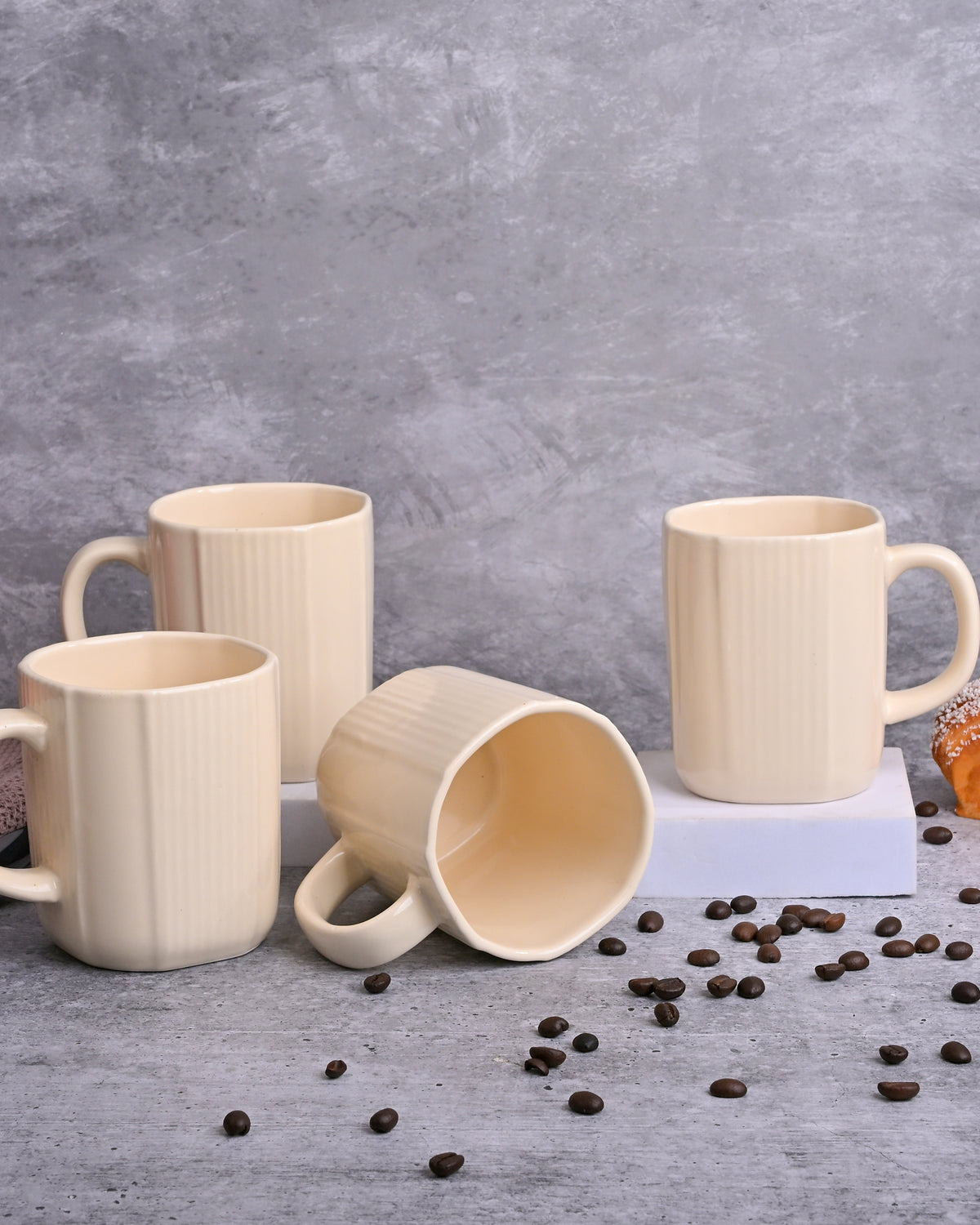 Beige Statement Ceramic Coffee Mug Set of 4