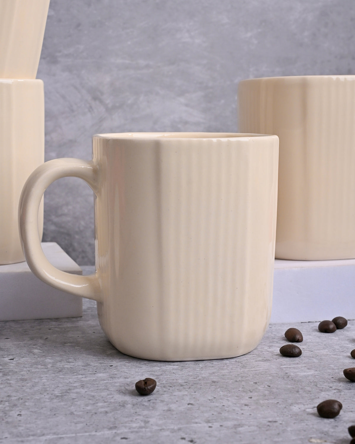 Beige Statement Ceramic Coffee Mug Set of 4