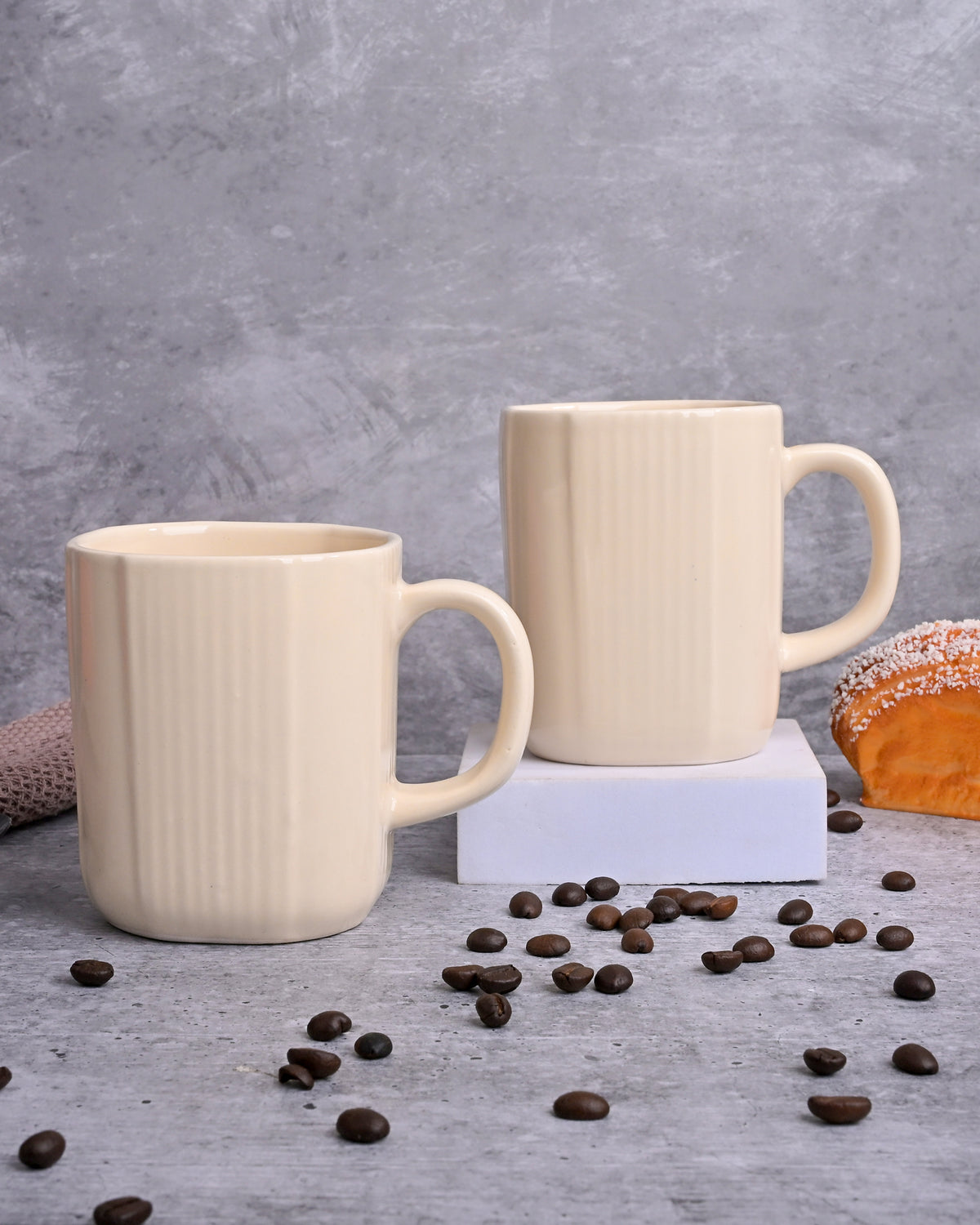 Beige Statement Ceramic Coffee Mug Set of 2