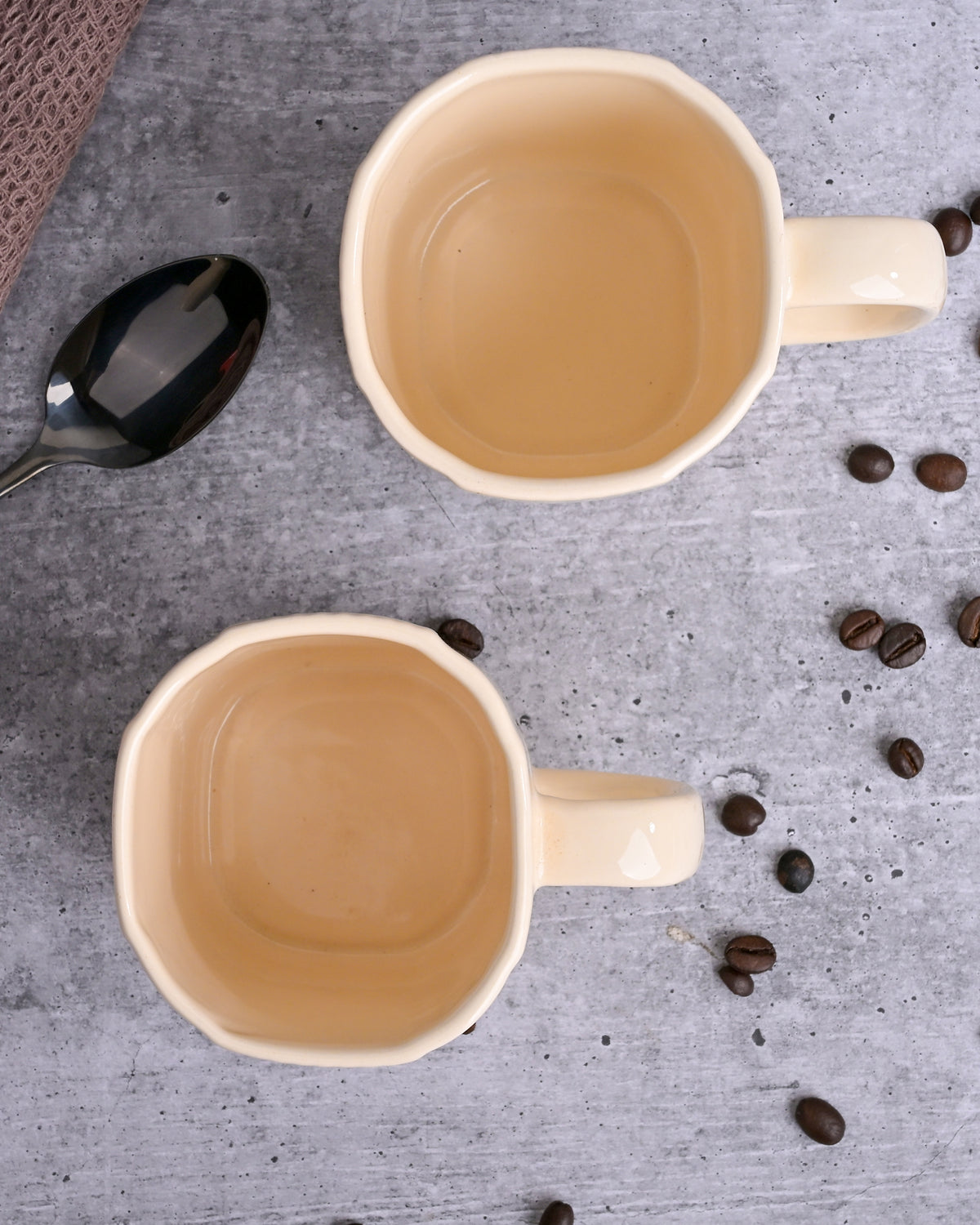 Beige Statement Ceramic Coffee Mug Set of 2