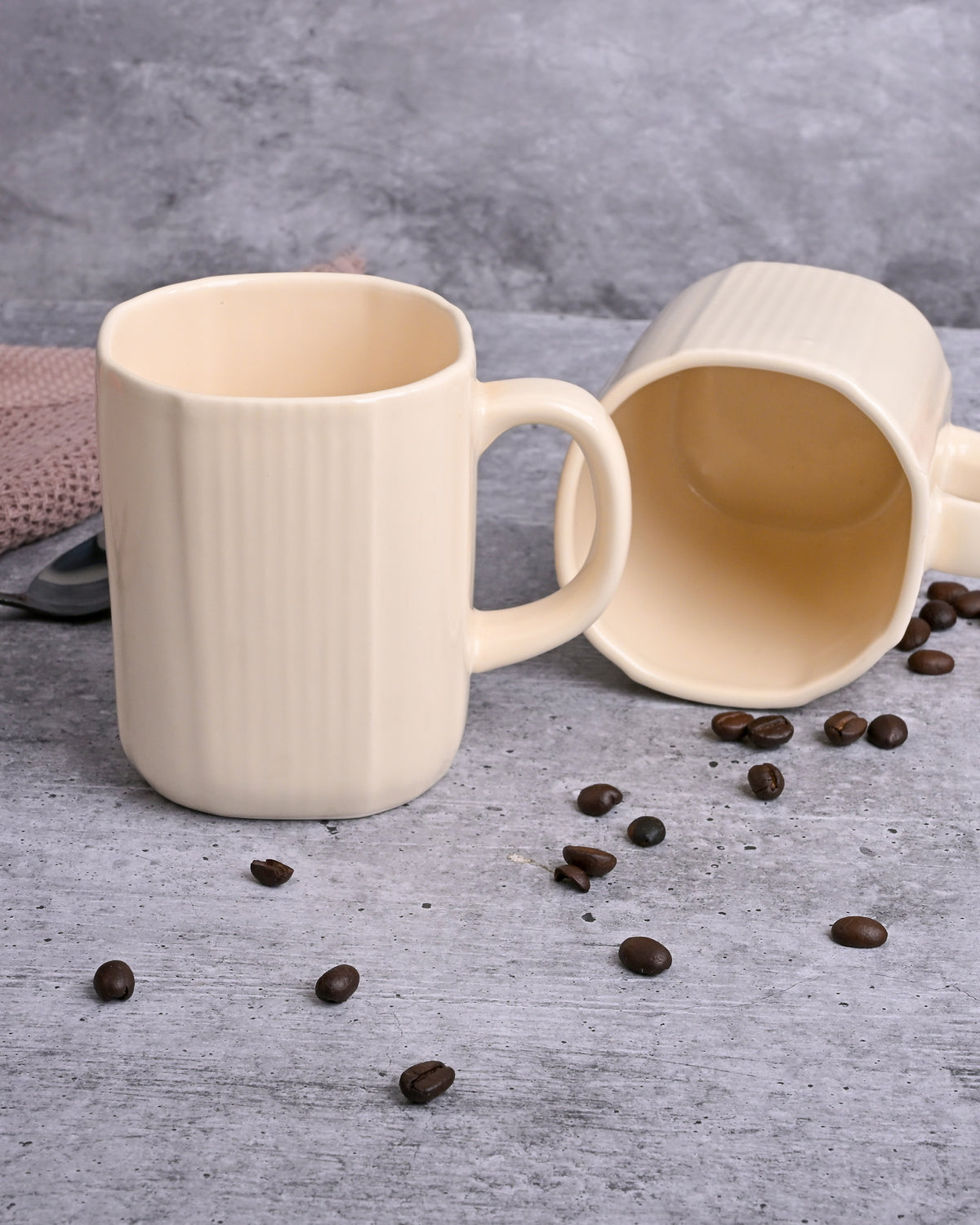 Beige Statement Ceramic Coffee Mug Set of 2