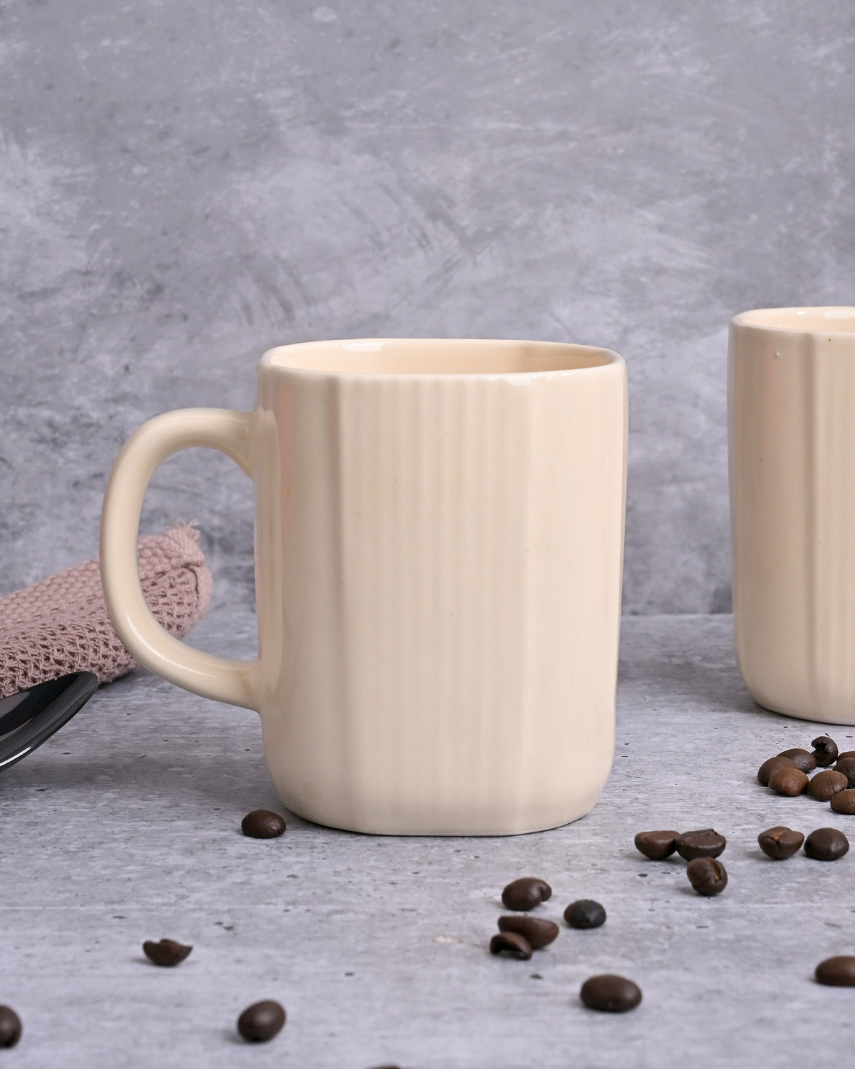 Beige Statement Ceramic Coffee Mug Set of 2
