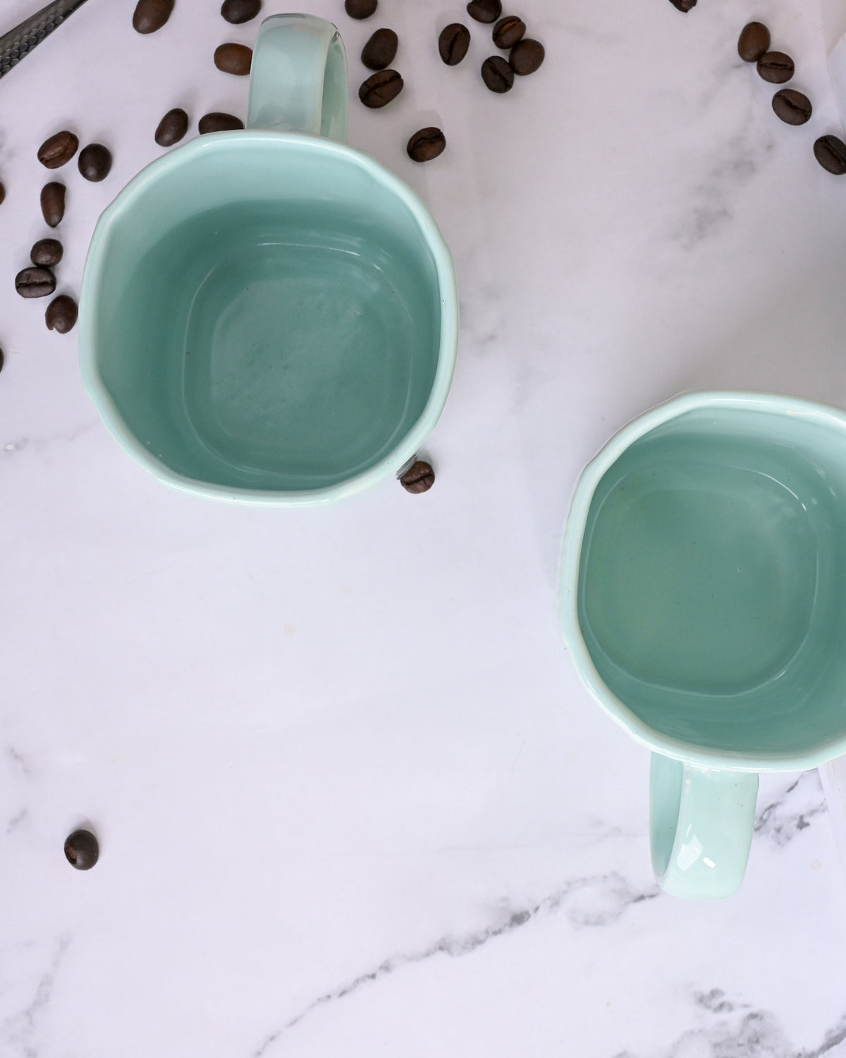 Light Green Unique Ceramic Coffee Mug Set of 2