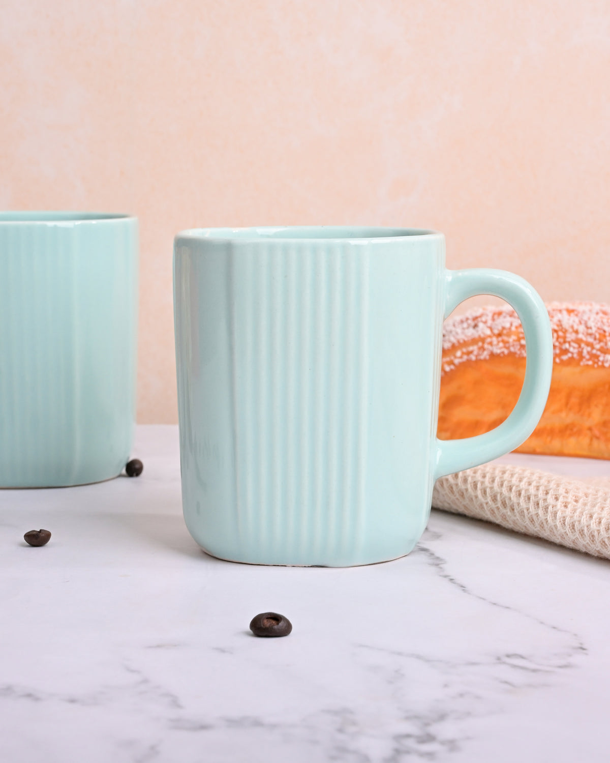 Light Green Unique Ceramic Coffee Mug Set of 2