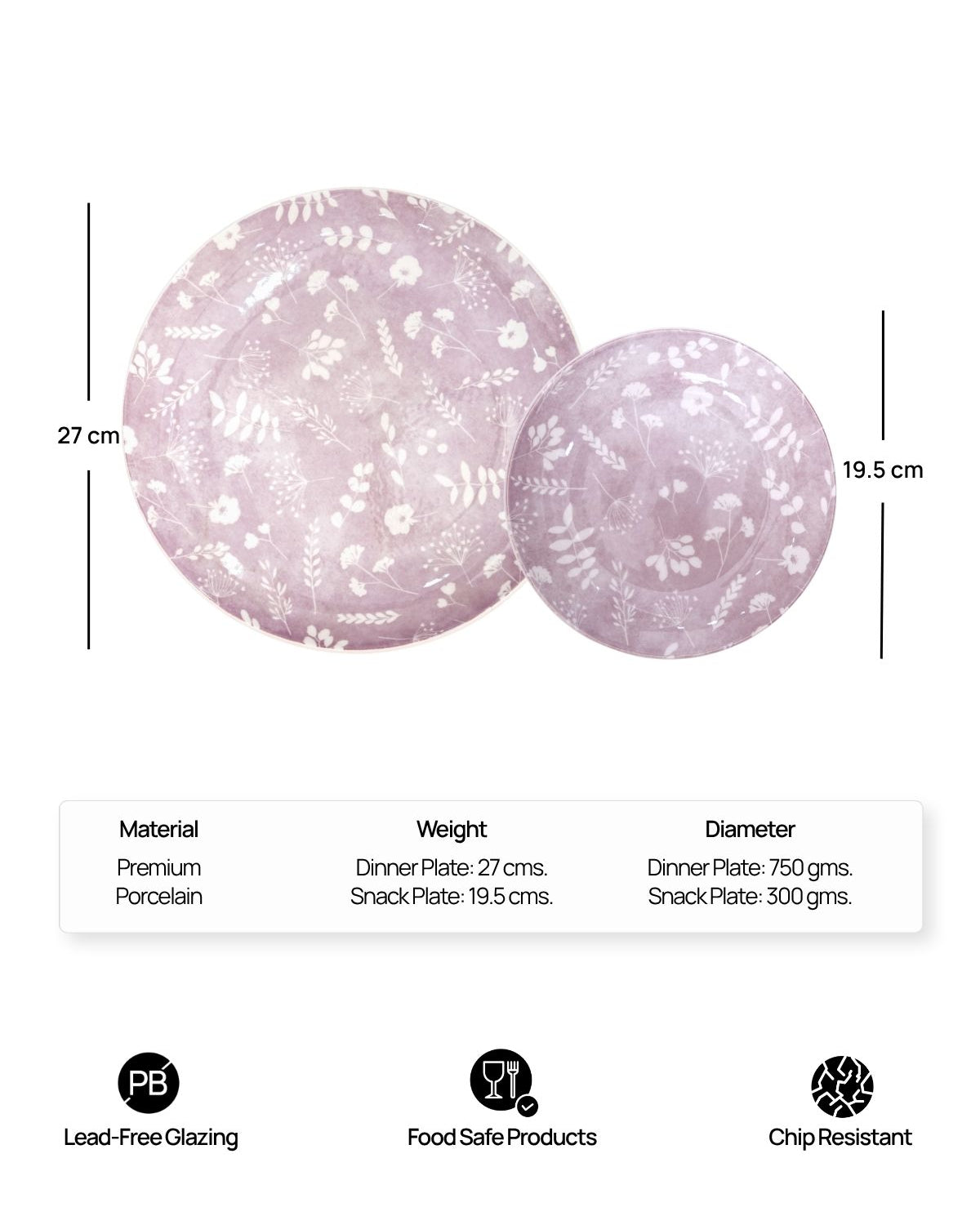 Sophisticated porcelain dinner and quarter plate set