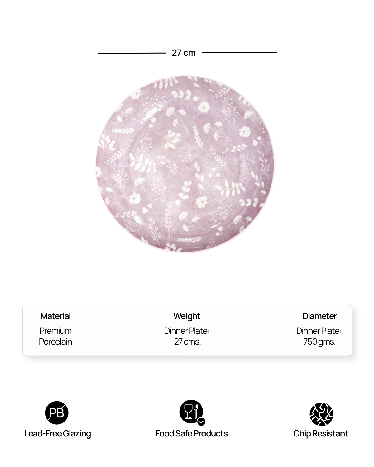 Dahlia 10.8-inch porcelain dinner plates for everyday dining