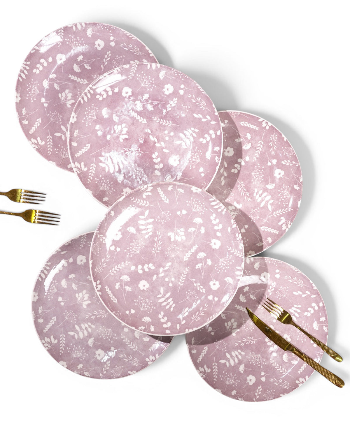 Dahlia porcelain dinner plates set of 6, 10.8 inches
