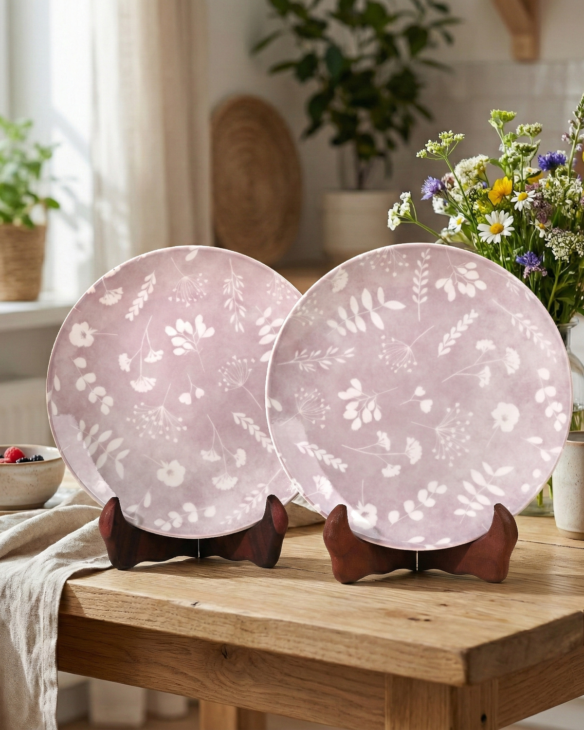 Set of two Dahlia porcelain quarter plates